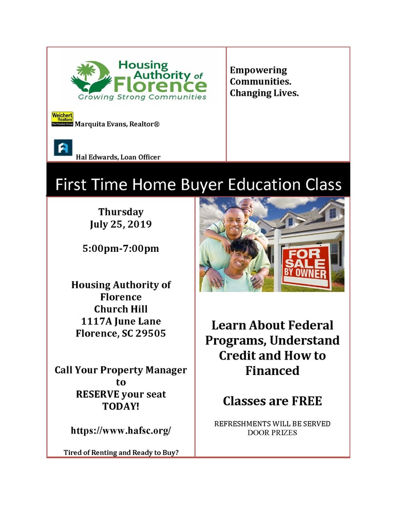First Time Home Buyer Education Class flyer