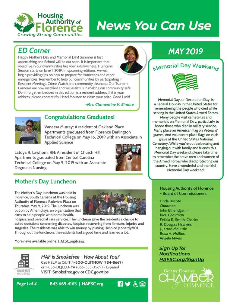HAFSC May 2019 E-newsletter page 1
